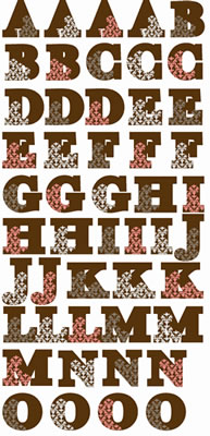 SEI - Jolie Chocolat Puff Alphabet Stickers  (sold in 3's)